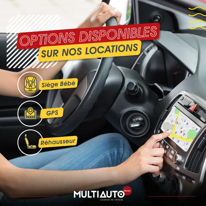 Options disponibles : siège bébé, GPS et rehausseur